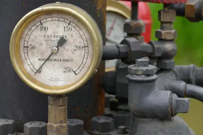 Pressure gauge on plant pipework